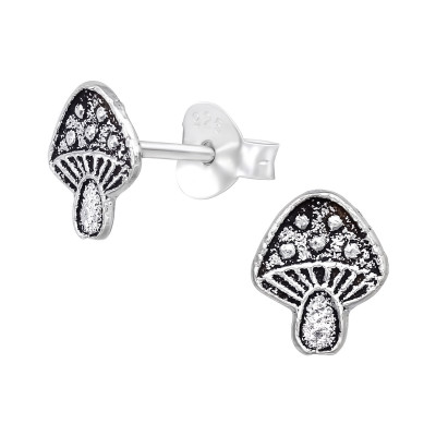 Silver Mushroom Ear Studs