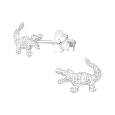 Silver Crocodile Ear Studs