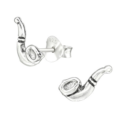 Silver Tobacco Pipe Ear Studs