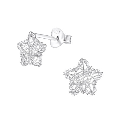 Silver Star Weave Ear Studs