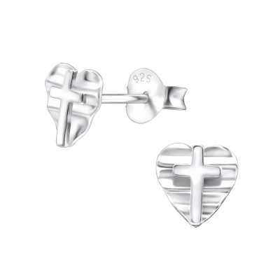 Silver Cross Ear Studs