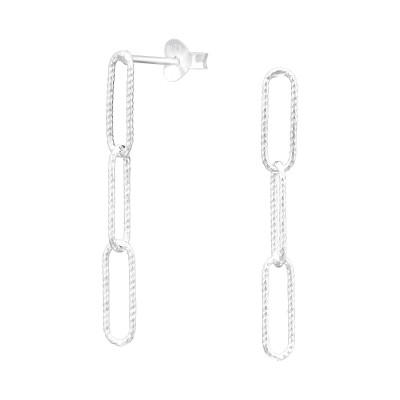 Silver Chain Links Ear Studs