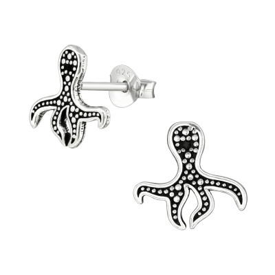 Silver Octopus Ear Studs