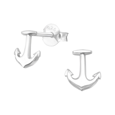 Silver Anchor Ear Studs