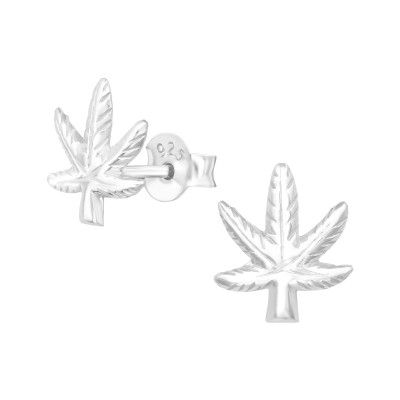 Silver Weed Ear Studs