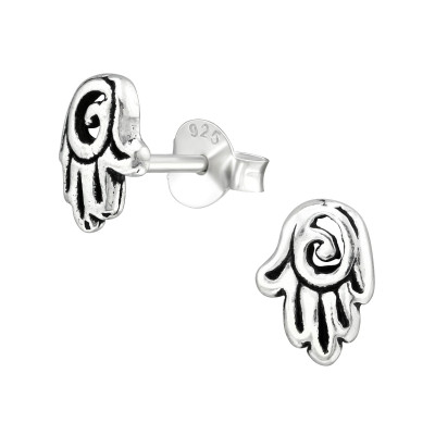 Silver Hamsa Ear Studs