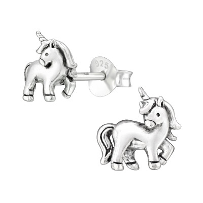 Silver Unicorn Ear Studs