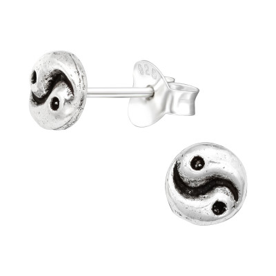 Silver Yin and Yang Ear Studs