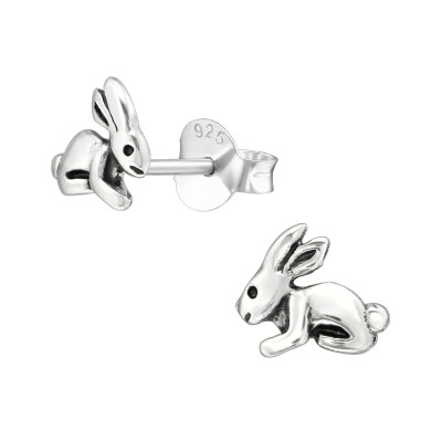 Silver Rabbit Ear Studs