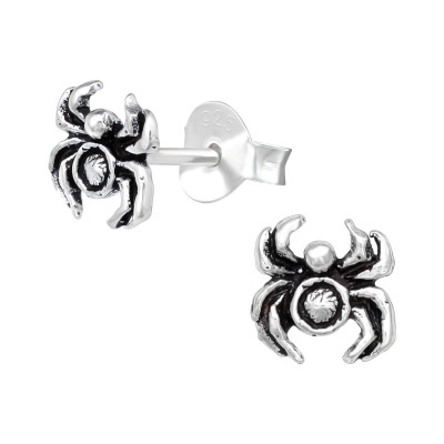 Silver Spider Ear Studs