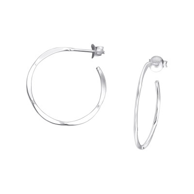 Silver Half Hoop Ear Studs