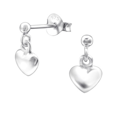 Silver Heart Ear Studs