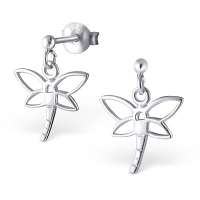 Silver Dragonfly Ear Studs