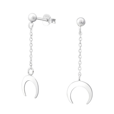 Hanging Moon Sterling Silver Ear Studs