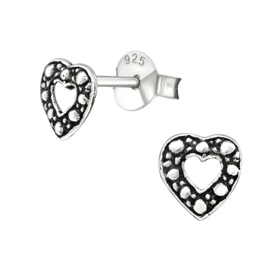 Silver Heart Ear Studs