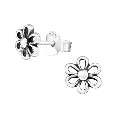 Silver Flower Ear Studs