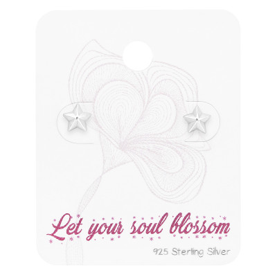 Silver Star Ear Studs on Blossom Card