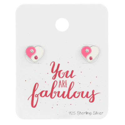 Silver Yin-Yang Ear Studs with Epoxy and Crystal on Your are Fabulous Card