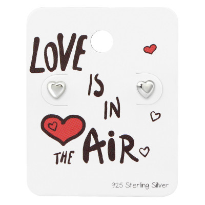 Silver Heart Ear Studs on Love is in the Air Card