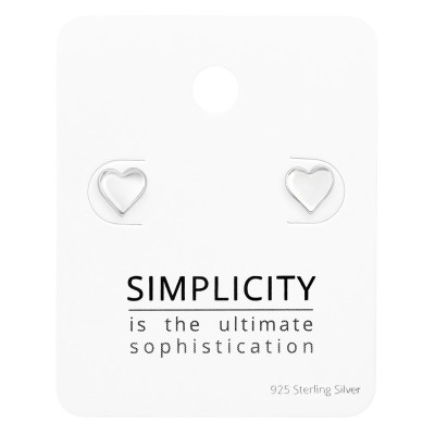 Silver Heart Ear Studs on Simplicity Card