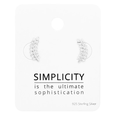 Leaves Sterling Silver Ear Studs on Card