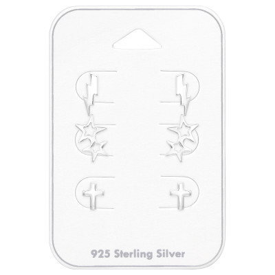 Silver Heavenly Earrings Set on Card