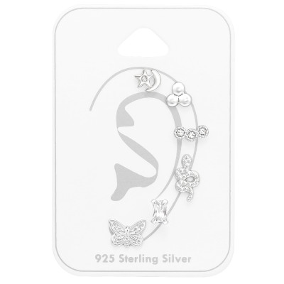 Silver Nature Set and Jewelry on Card with Cubic Zirconia and Crystal