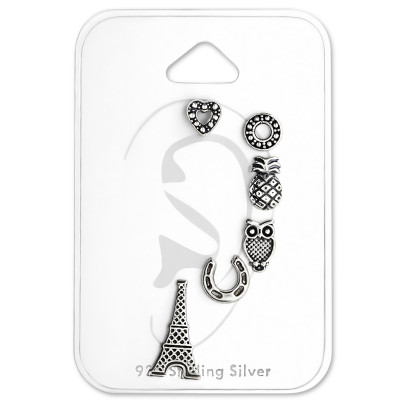 Silver Mixed Ear Stud Set on Cards