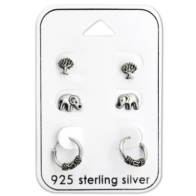 Nature Sterling Silver Set and Jewelry on Card