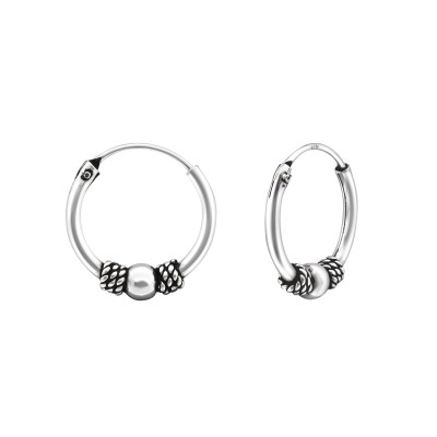 Silver 12mm Bali Hoops