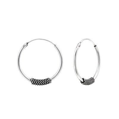 18mm Sterling Silver Bali Hoops