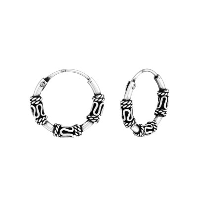 Silver 12mm Bali Hoops