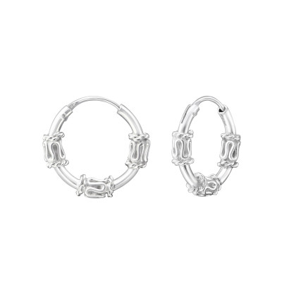 Silver 12mm Bali Hoops