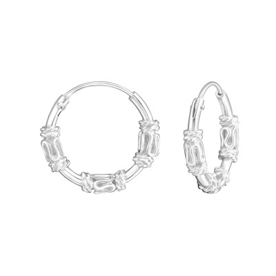 Silver 14mm Bali Hoops