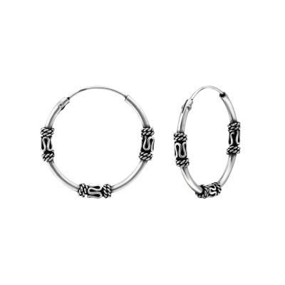 Silver 20mm Bali Hoops