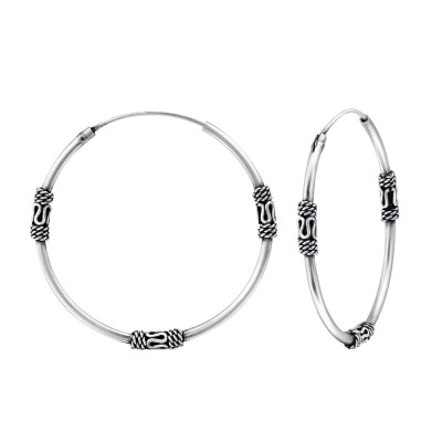 Silver 30mm Bali Hoops