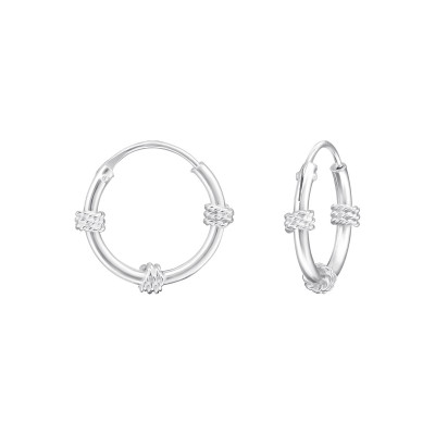 Silver 12mm Bali Hoops