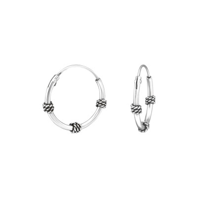 Silver 14mm Bali Hoops