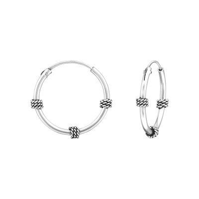 Silver 16mm Bali Hoops