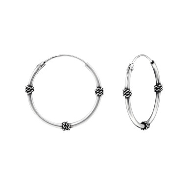 Silver 20mm Bali Hoops