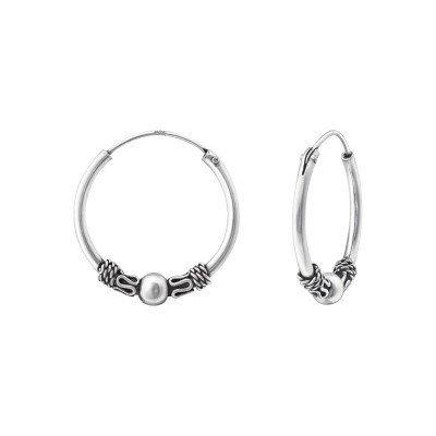 18mm Sterling Silver Bali Hoops