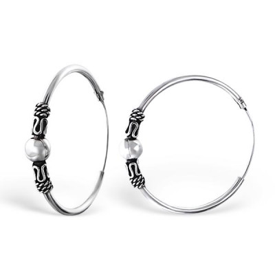 25mm Sterling Silver Bali Hoops