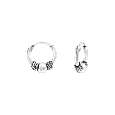 Silver 10mm Bali Hoops