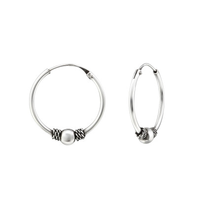 Silver 18mm Bali Hoops