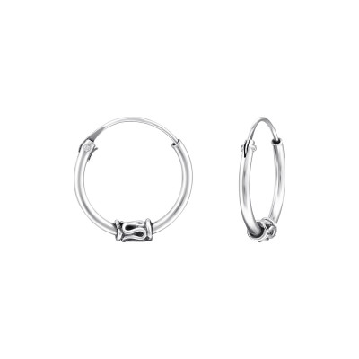 Silver 14mm Bali Hoops