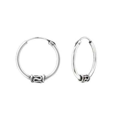 Silver 16mm Bali Hoops