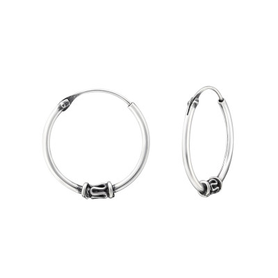 Silver 18mm Bali Hoops