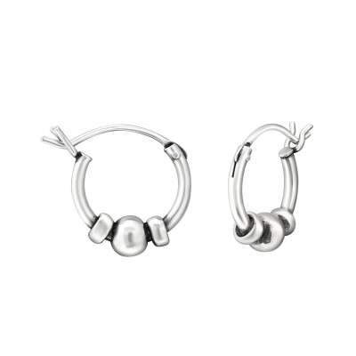 Silver 12mm Bali Hoops