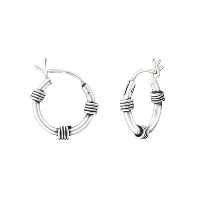 Silver 12mm Bali Hoops