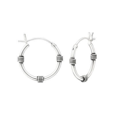 Silver 16mm Bali Hoops